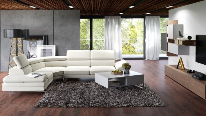 Rohová sedací souprava L tvaru designová pohovka čalouněná textilní moderní rohová.