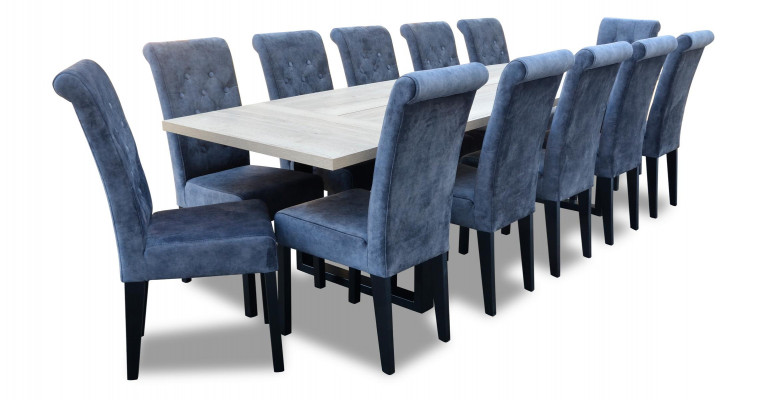 Luxus jídelní designová sestava 7 dílů - stůl + 6 židlí moderní kompletně nová