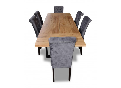 Moderní jídelní stůl dřevo jídelní sestava 6x židle set židlí 7 dílů set nový