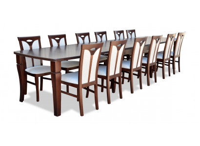 Kompletní sada jídelního stolu 12 židlí Jídelní sestava Sada jídelny Dřevěný stůl Stoly 13 kusů