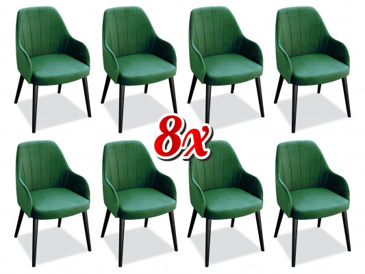 Jídelní židle látkové set 8x židle židle designérský dřevo textilie polstrování židlí