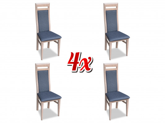 Židle Kuchyň Jídelna Látka Dřevo Set 4x Design židle Textilie Čalounění