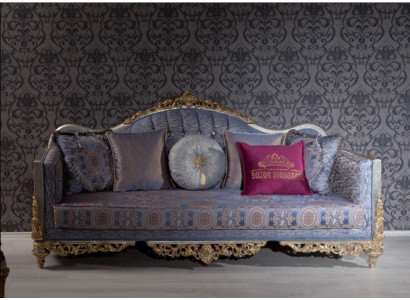 Design pohovka 3místná čalouněná luxusní klasická textilní pohovka Chesterfield.
