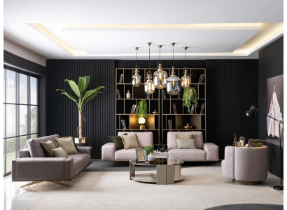 Luxus sedací souprava 3+3+1, set sedaček nábytku, náplň sedadel