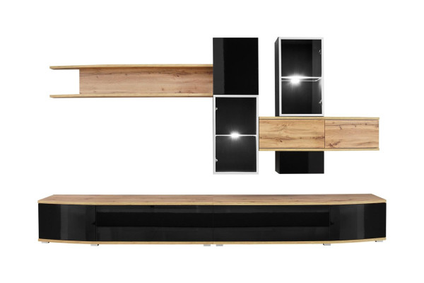 Designerová obývací stěna Moderní design obývacího pokoje Luxusní nábytek Stěnní regály Nové.