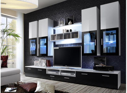 Modern Design Wohnwand Holz Wand Regale Komplett TV-Ständer Einrichtung