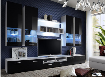 Obývací stěna černý nábytek obývací pokoj designér luxusní TV stojan dřevěná polic.