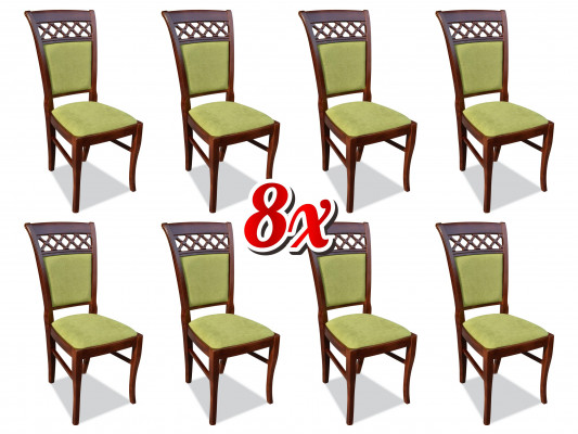 Židle 8x jídelní židle s polstrováním Lounge textilní sedací křeslo set nové klubové křeslo