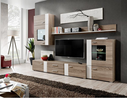 Stěnová jednotka televizní ze dřeva moderního stylu pro obývací pokoj nová