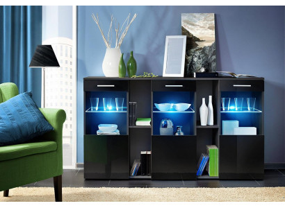 Černý nábytek Sideboard Designer Kommode obývací pokoj Moderní dřevěný nábytek.