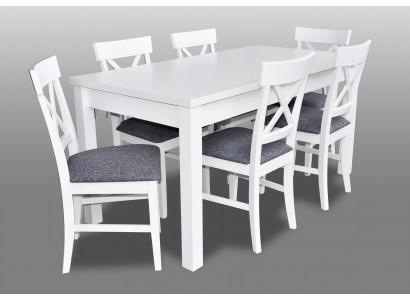 Moderní sada jídelny ve stylu antiky, dřevo Kovový stůl Jídelní stůl, 6 židlí Židle