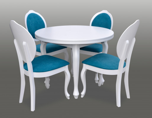 Klasický kulatý stůl ze dřeva design jídelní stoly + 4 židle