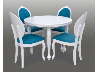 Klasický kulatý stůl ze dřeva design jídelní stoly + 4 židle