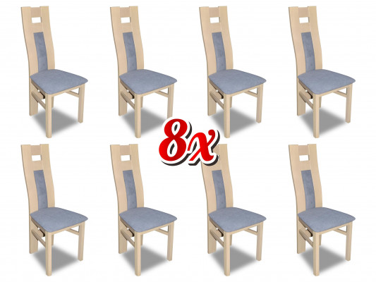 Garnitur Komplett 8x Designer Stuhl Set Esszimmer Lehn Polster Sitz Stühle Stoff -> Souprava kompletních 8x designérských židlí pro jídelnu s opěrkou, čalouněním, sedáky a látkou