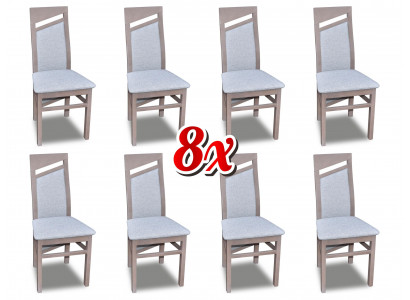 Sada jídelních židlí ze dřeva a látkového potahu, nová jídelní skupina 8 x křeslo židle