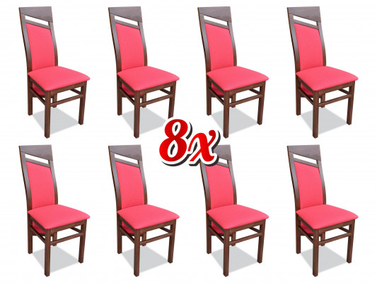 Sada jídelních židlí ze dřeva a látkového potahu, nová jídelní skupina 8 x křeslo židle