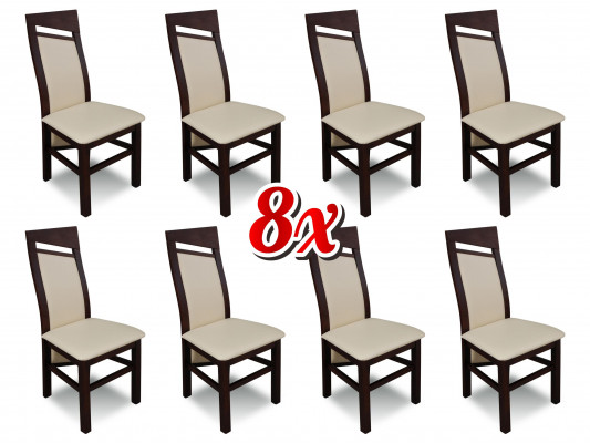 Sada jídelních židlí ze dřeva a látkového potahu, nová jídelní skupina 8 x křeslo židle