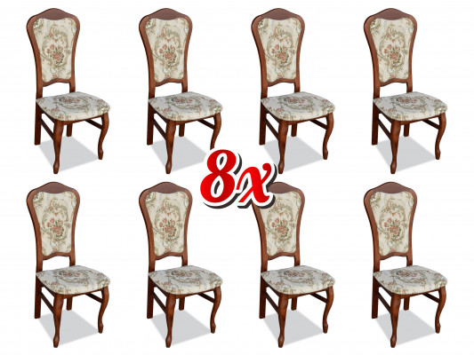 Kompletní sestava židlí pro jídelnu ve stylu designu, sada židlí 8x, nová sestava skupin.