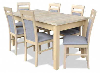 Jídelní stůl + 6x židlí Jídelní set designérských dřevěných křesel Klasická sestava