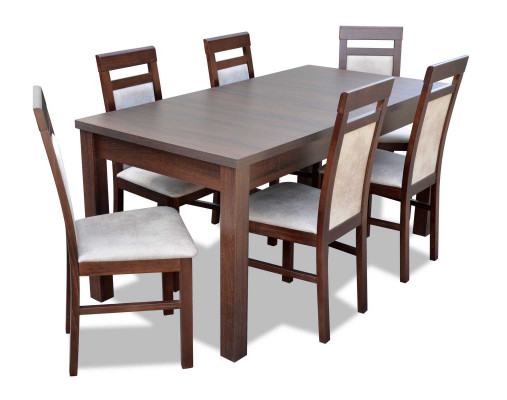 Jídelní stůl + 6x židlí Jídelní set designérských dřevěných křesel Klasická sestava