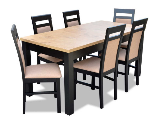 Jídelní stůl + 6x židlí Jídelní set designérských dřevěných křesel Klasická sestava