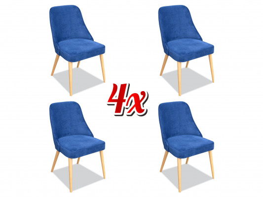Elegantní moderní sada nábytku do jídelny ze dřeva se 4 židlemi luxusního nového modrého provedení.