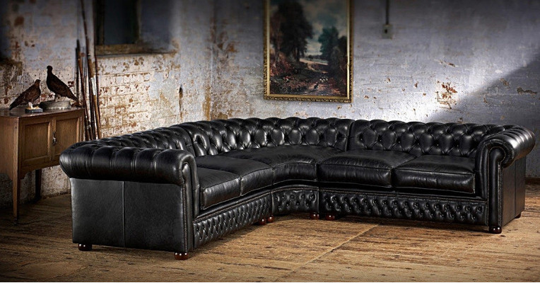 Chesterfield rohová pohovka sofa gauč čalouněná rohová souprava kožená pohovka 100% kůže