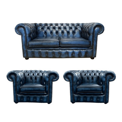 Chesterfield 2+1+1 kožená sedačka textilní pohovka látková čalouněná sedačka souprava.
