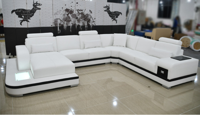 Design Ledersofa Sofa Modernes Polster Leder Ecksofa Couch Textil Wohnlandschaft