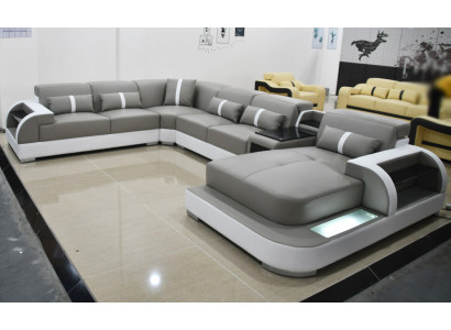 Kožená pohovka Sofa Moderní čalounění design rohová sedací souprava textilní obývací krajina