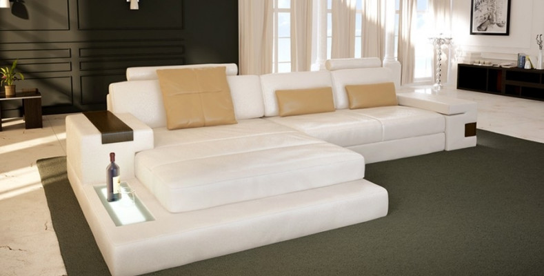 Ecksofa Couch Polster Wohnlandschaft Eck Garnitur Ecke Leder Textil Sofa L Form