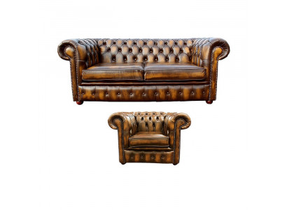 Chesterfield Dekor Pohovka Gauč Čalounění Kůže Textil Sedací souprava 2+1 Čalounění