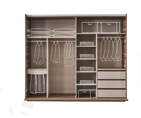 Schlafzimmer Nábytek Skleněná skříň Designová manželská postel Dřevo Noční stolky 4 kusy