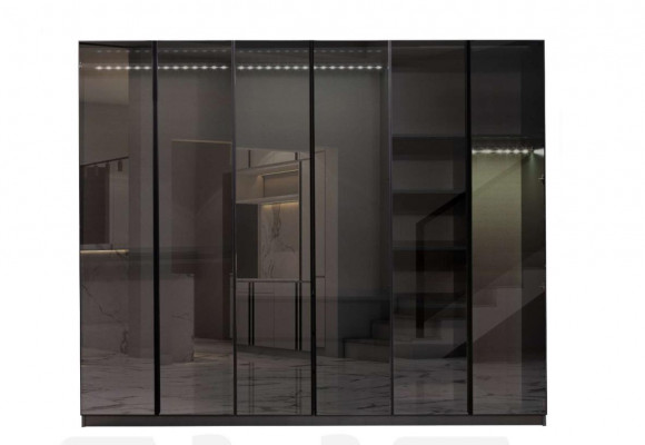 Moderní šedá šatní skříň Ložnice Skříně Designérské vybavení