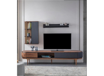 Moderní obývací pokoj set Luxus hnědý TV stolek Vitis skříň regály