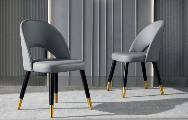 Moderní šedá jídelní židle 1-místná designová židle ze dřeva