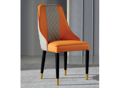 Oranžová jídelní židle Dřevěné židle Moderní židle bez loketních opěrek