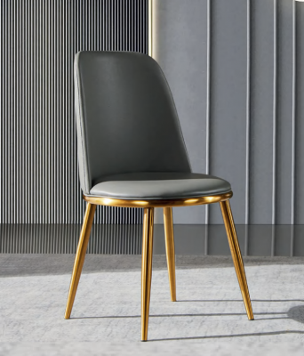 Šedá jídelní židle 1místná, designer židle s opěrkou, moderní jednosed.