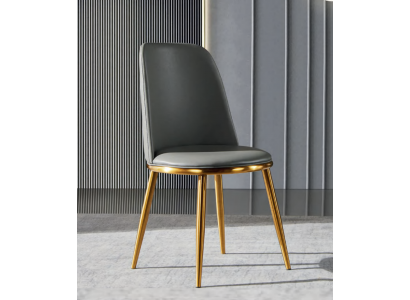 Šedá jídelní židle 1místná, designer židle s opěrkou, moderní jednosed.