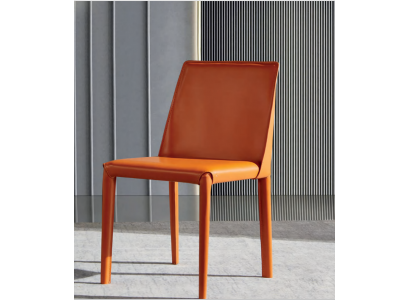 Oranžová židle z umělé kůže Jídelní pokoj nábytek Moderní židle Dřevěný rámeček Nový
