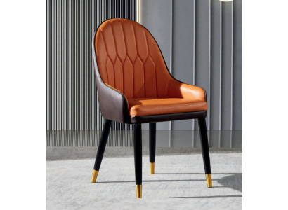 Hnědo-oranžové jídelní židle Designové židle z dřeva Moderní křeslo