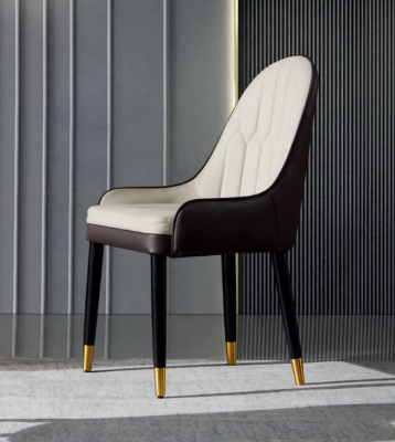 Černobílá židle do jídelny Design umělé kůže Moderní dřevěné židle