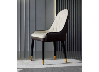 Černobílá židle do jídelny Design umělé kůže Moderní dřevěné židle