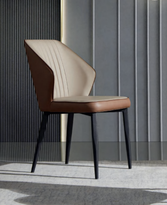 Hnědé křesla výběrový nábytek do jídelny dřevěné židle luxusní textilní nábytek.