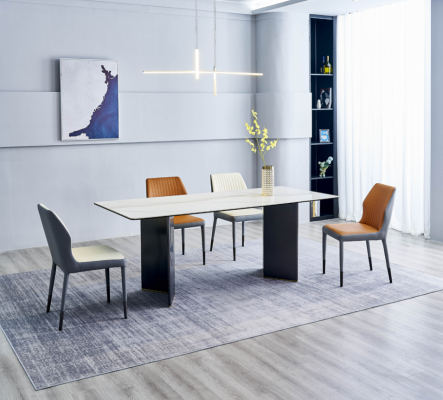 Bílý stůl Designer Jídelní nábytek 4x umělé křeslo Luxus Set
