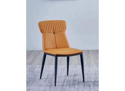 HNábytek do jídelny hnědé barvy, designérský umělý kůže, jednosedadlový, elegantní dřevěné židle.