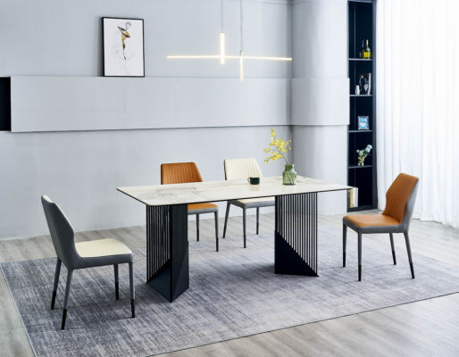 Moderní jídelní nábytek, designová jídelní sestava 4x židle s polstrováním stůl.