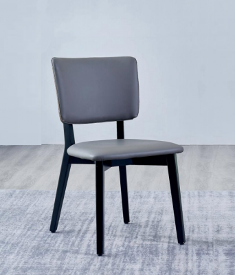 Jednosedáková designová šedá jídelní židle s polstrováním a kůží. Jednosedák.