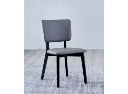 Jednosedáková designová šedá jídelní židle s polstrováním a kůží. Jednosedák.