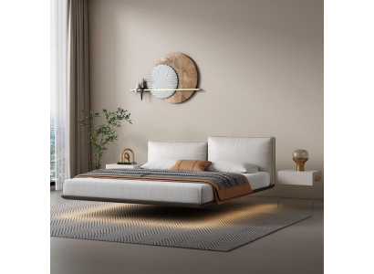 Bílá stěnová postel Designová svítidla Moderní ložnice Manželská postel Nová